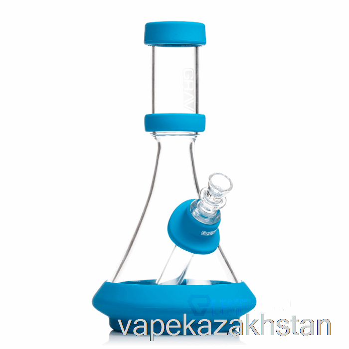 Vape Disposable GRAV Deco Beaker in Silicone Clear + Blue